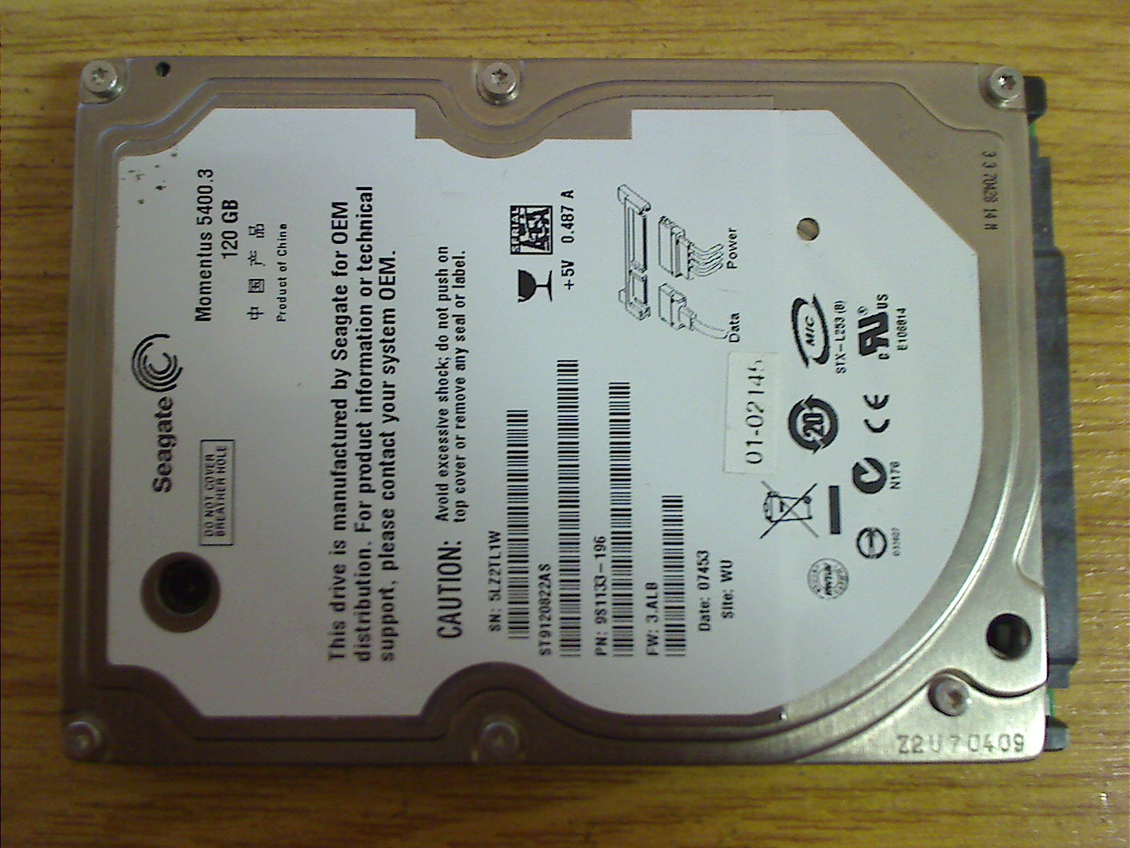 120 GB HDD Festplatte SATA 2.5" Seagate ST9120822AS - Faulty- (4)